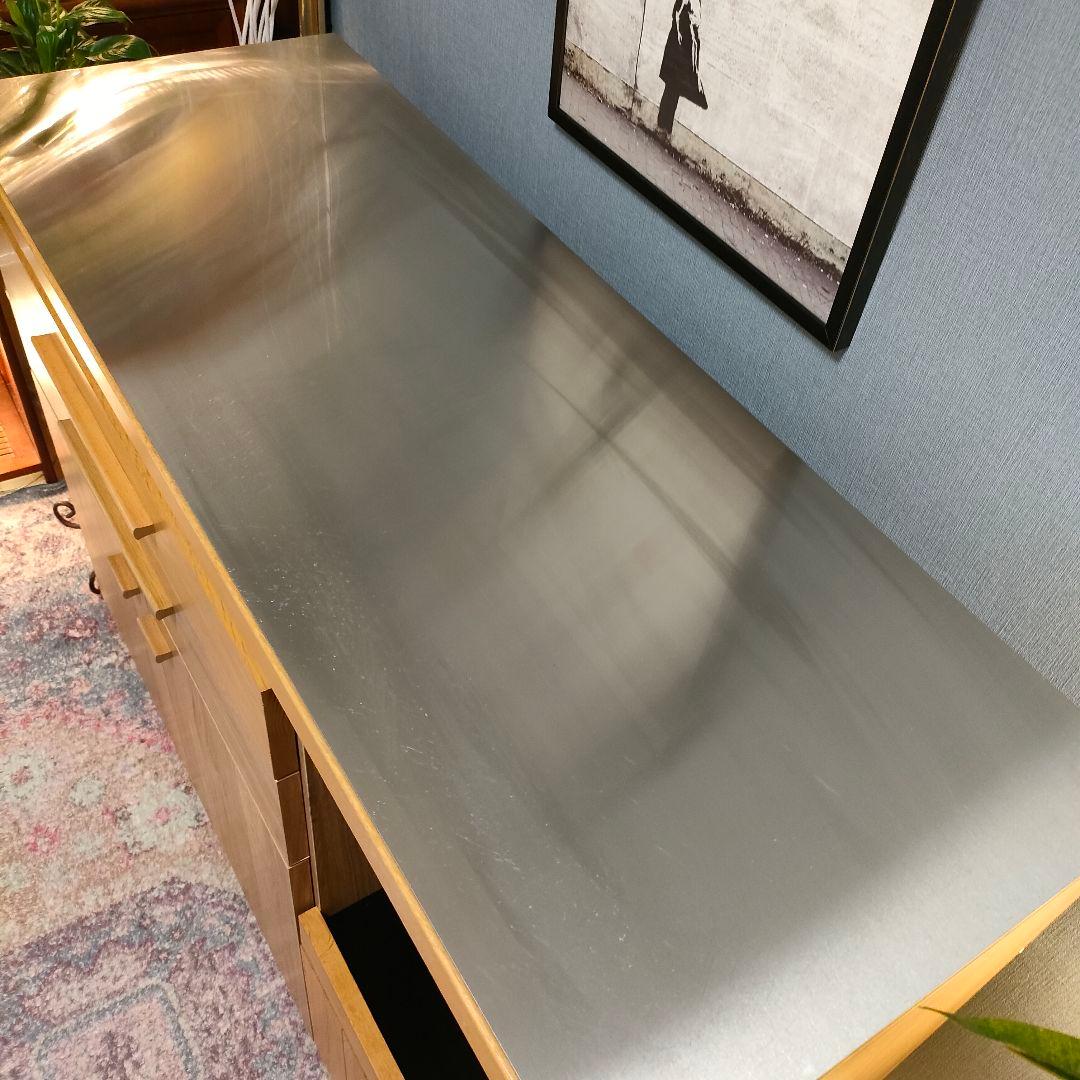 【Yui】大川家具 東馬 ステンレス天板付き キッチンカウンターOCTA