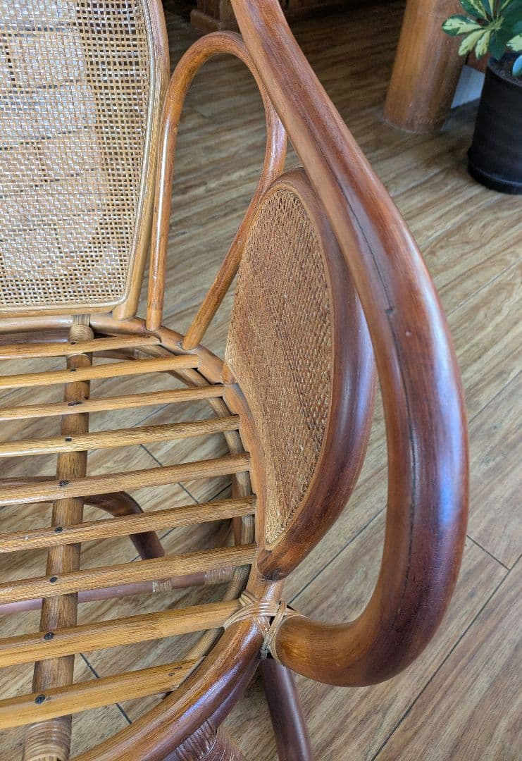 HI-　ラタン　チェア　２脚セット　リラックス　レトロ　アンティーク