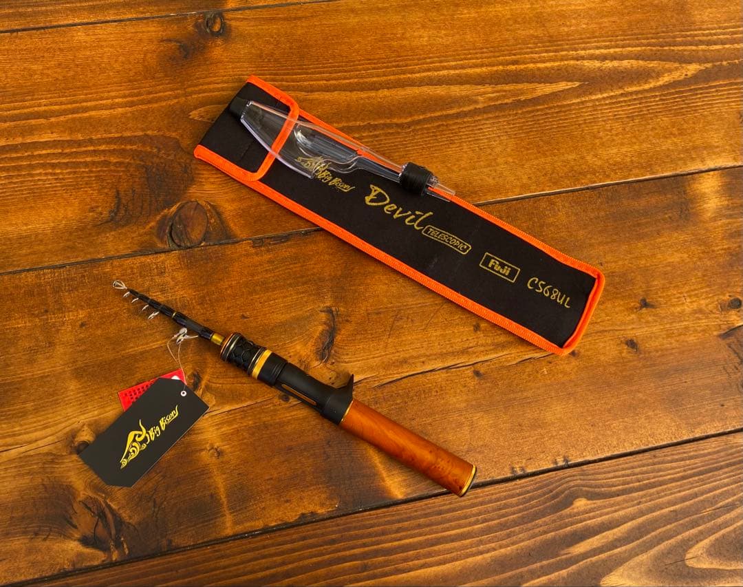 釣り竿セット　トラウトロッド　ウッドグリップ　丸型リール　ベイトロッド　渓流釣り