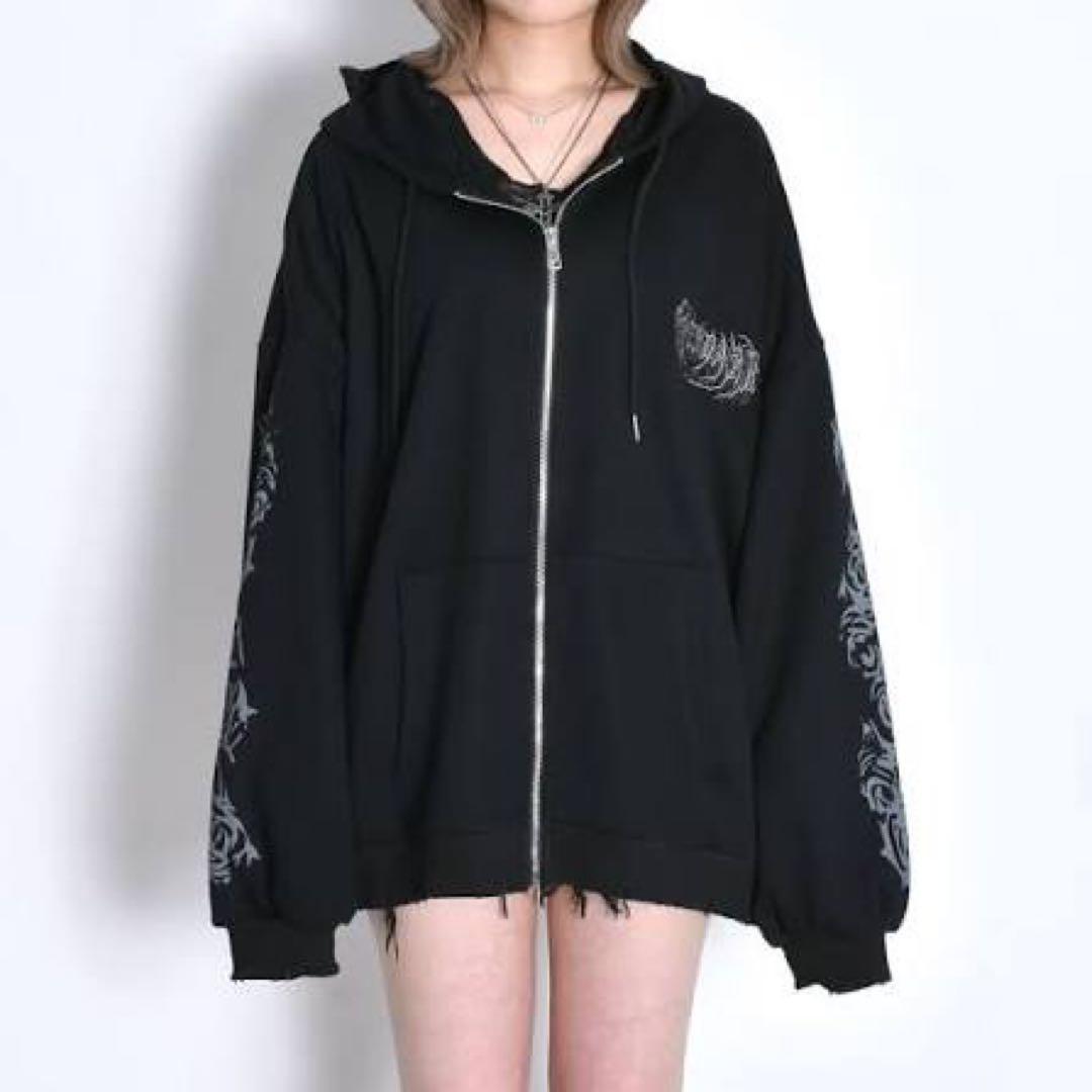Volcan＆Aphrodite ROSE SKULL ZIPパーカー