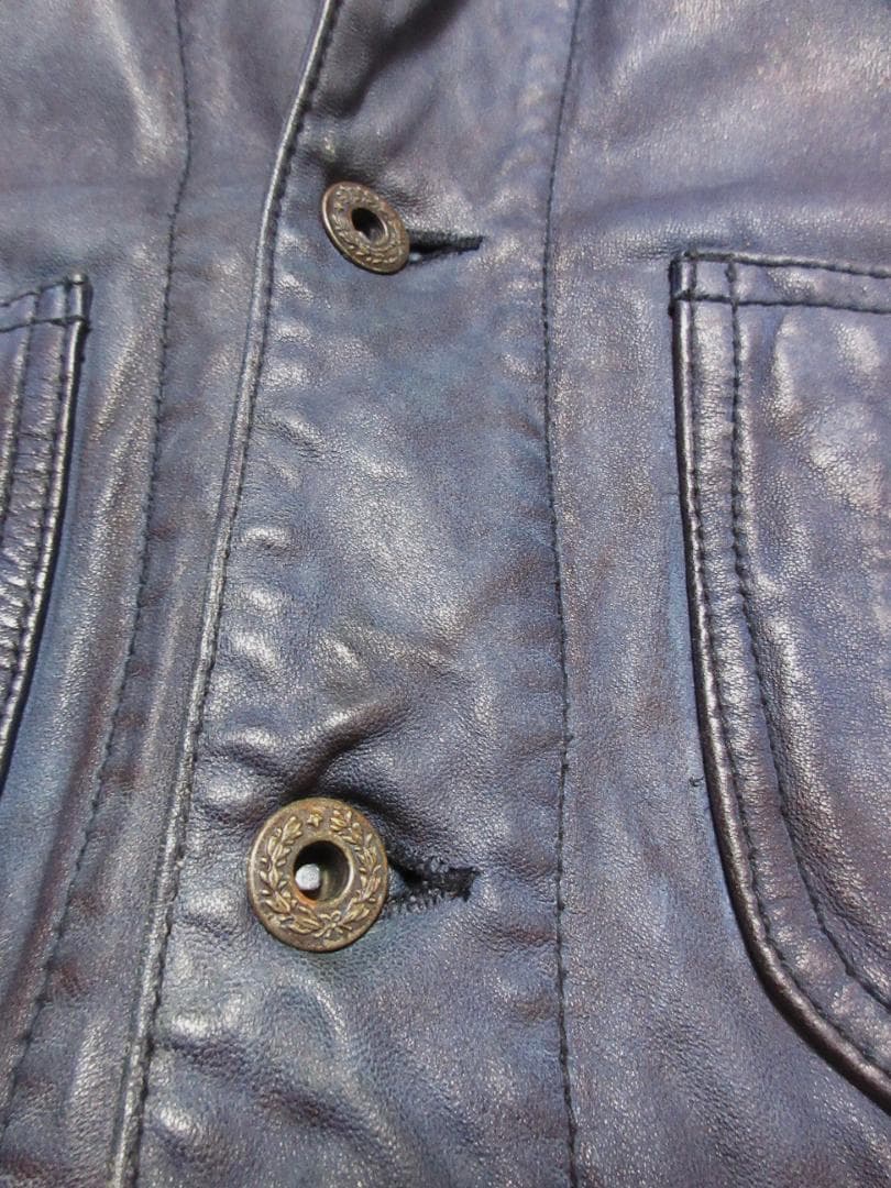 Ku USA 空　インディゴ染めヴィンテージ加工　レザー　シャツ　ジャケット