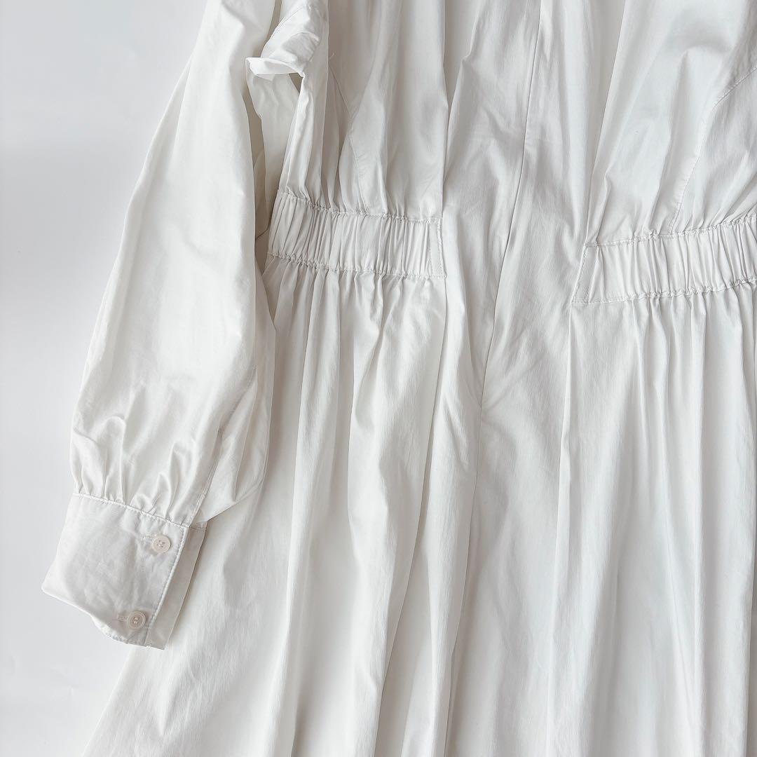 CADUNE サイドギャザーワンピース 白 ロング ベルト付き