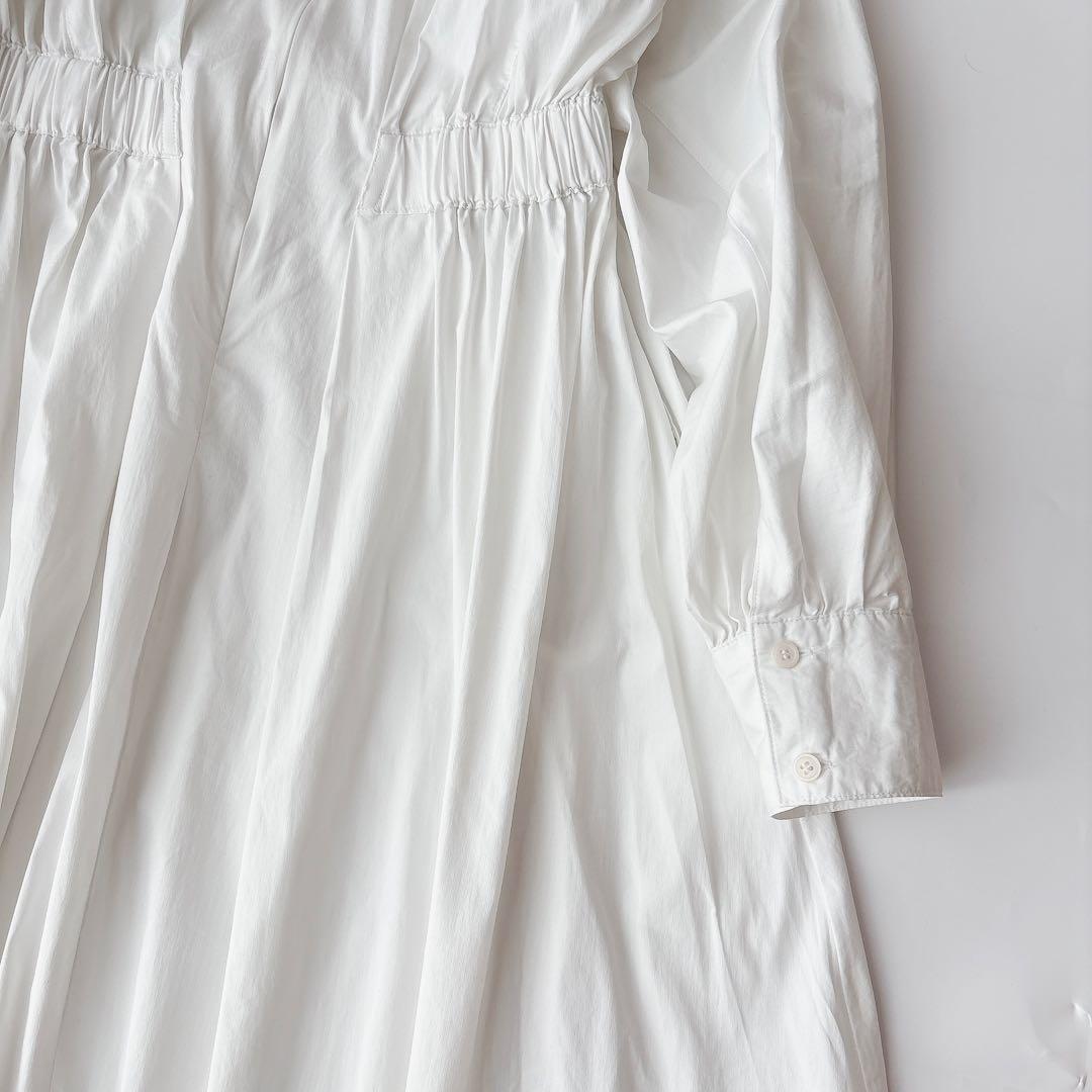 CADUNE サイドギャザーワンピース 白 ロング ベルト付き