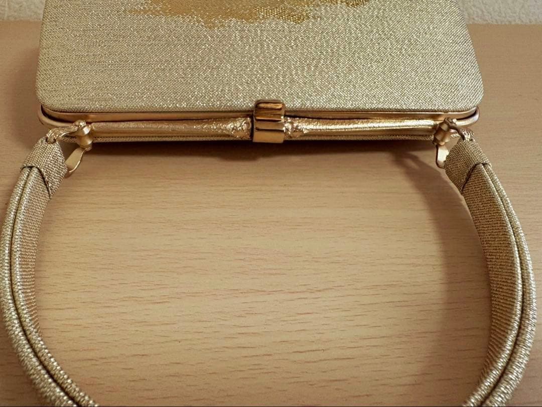 和装バッグ＆草履セット ゴールド系 帯のような布地 冠婚葬祭など