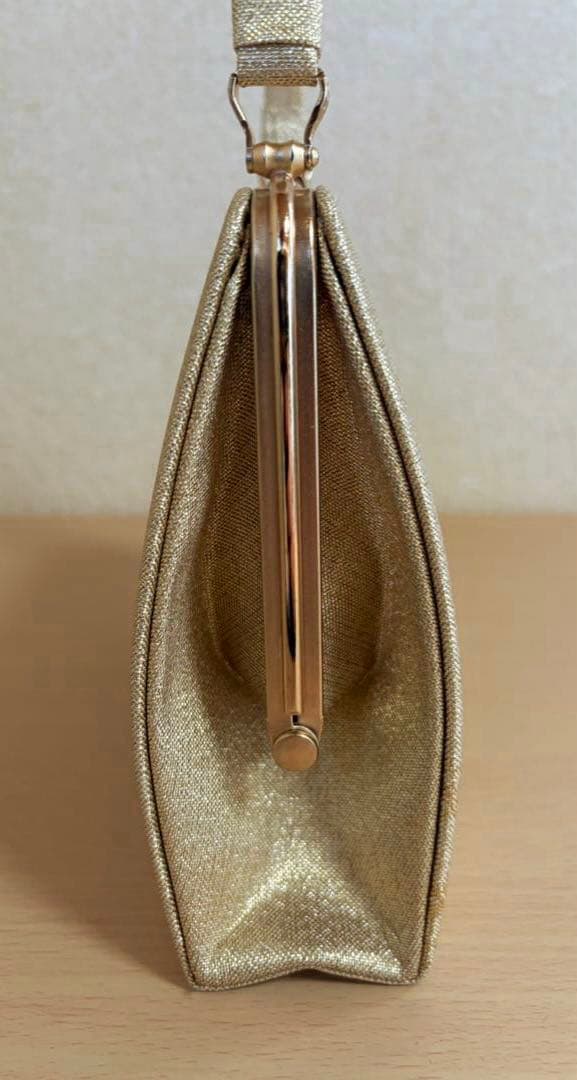 和装バッグ＆草履セット ゴールド系 帯のような布地 冠婚葬祭など