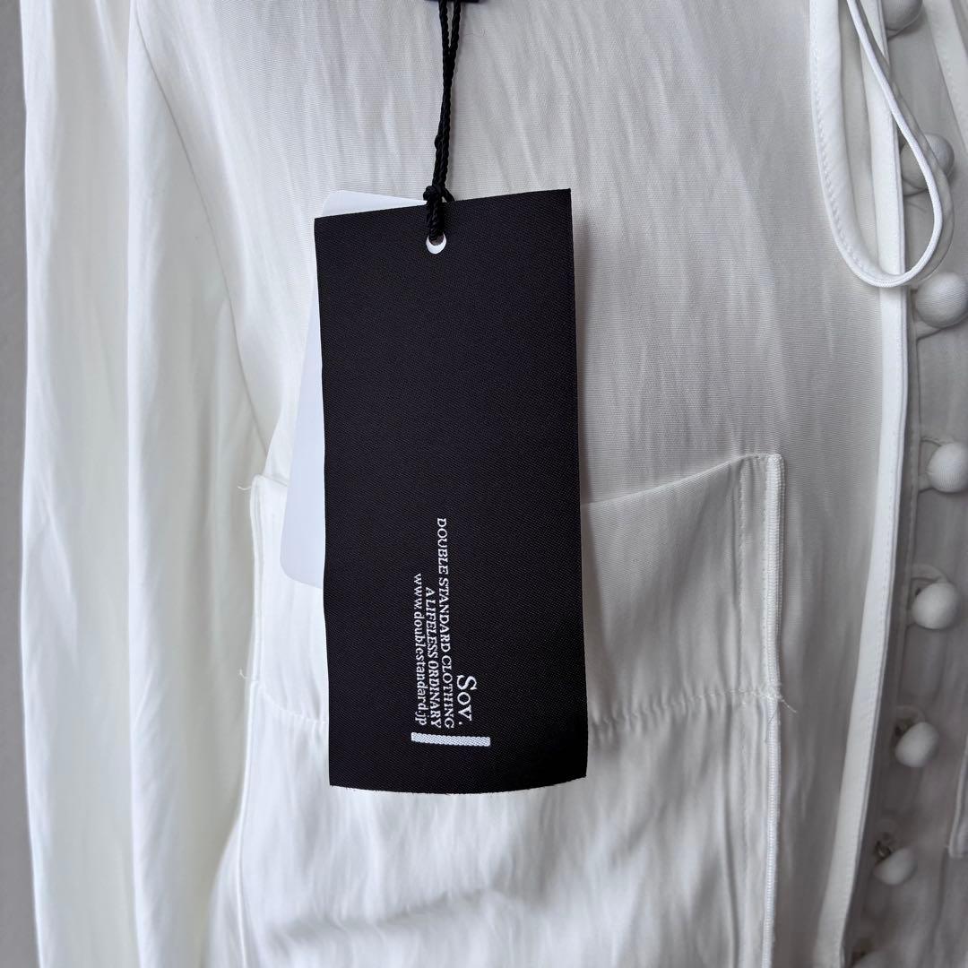 新品タグ付 sov. ソブ デザイントップス ブラウス リボン ホワイト 日本製