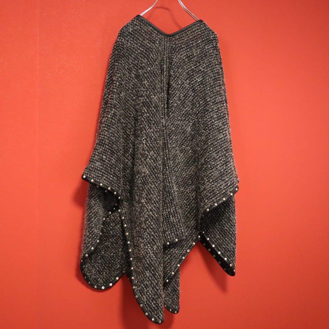 【極希少】ジュンヤワタナベコムデギャルソン 多種スタッズ モヘヤ レザーポンチョ