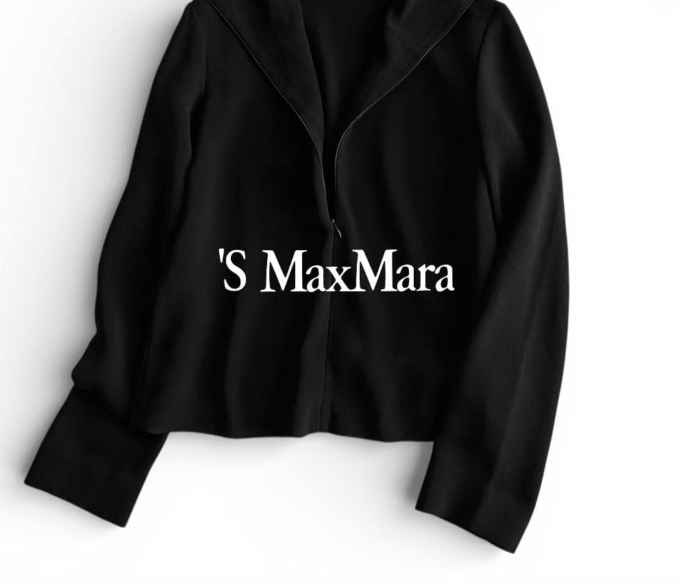 極美品 Ｓマックスマーラ 洗える 肉厚とろみ素材 ハーフジップフーディブラウス黒