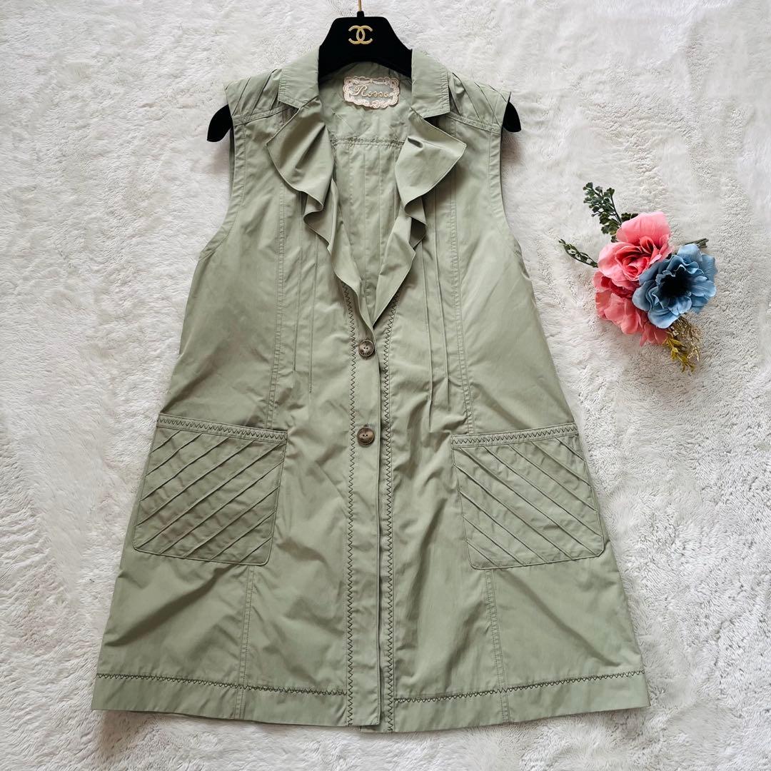 極美品XL✨インポートロッサRossa ジレ　ベスト　フリルくすみミント近年購入