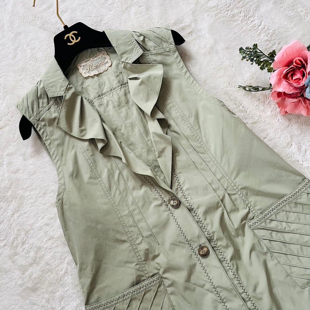 極美品XL✨インポートロッサRossa ジレ　ベスト　フリルくすみミント近年購入