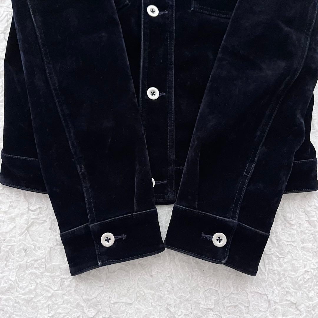 ザラ　フロッキー　ベルベット調ジャケット　S ネイビー　メンズ　春　羽織