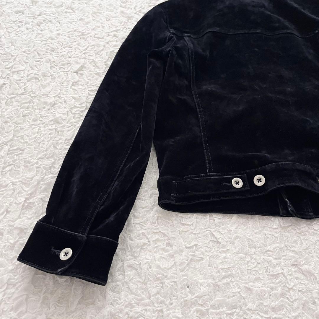 ザラ　フロッキー　ベルベット調ジャケット　S ネイビー　メンズ　春　羽織