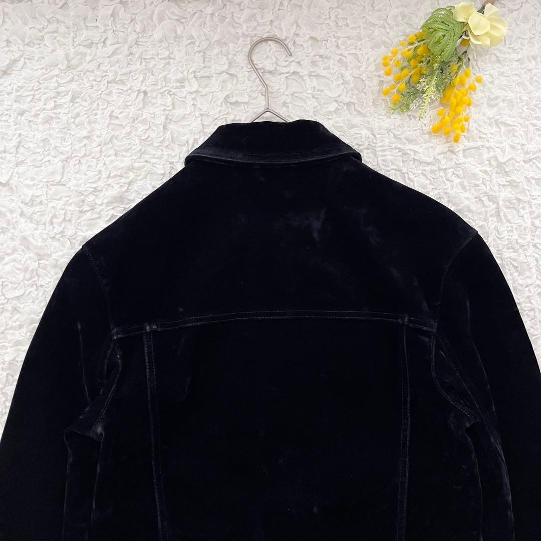 ザラ　フロッキー　ベルベット調ジャケット　S ネイビー　メンズ　春　羽織