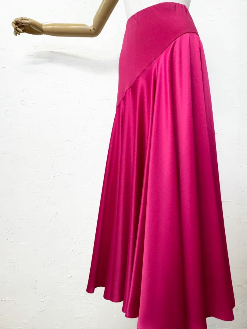 【上品ラグジュアリー】新品　フューシャピンク　社交ダンスセットアップｓ3578