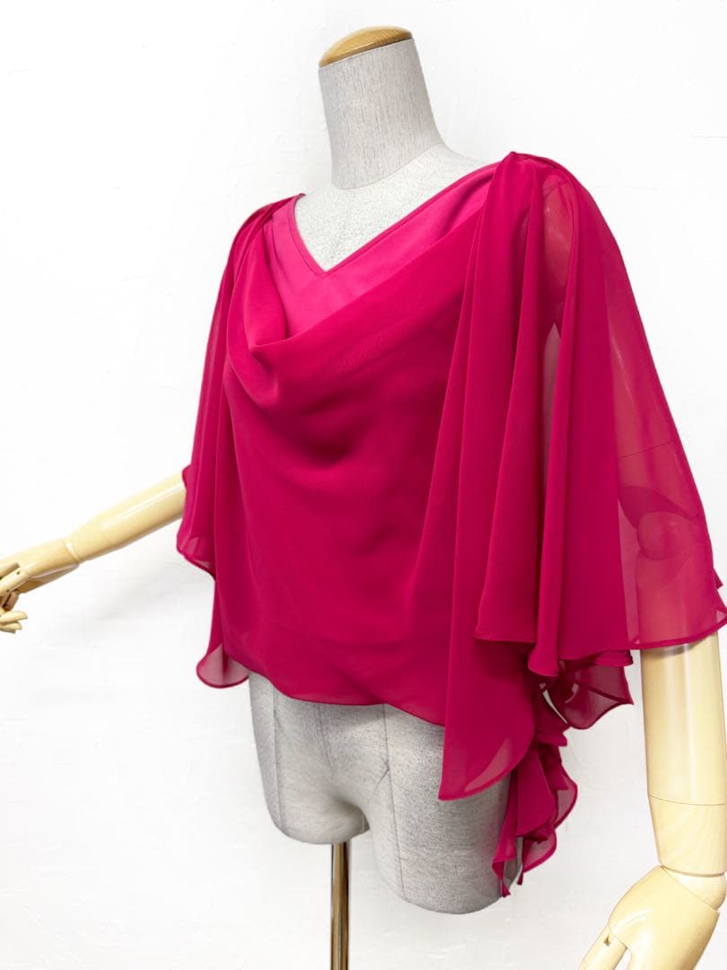 【上品ラグジュアリー】新品　フューシャピンク　社交ダンスセットアップｓ3578