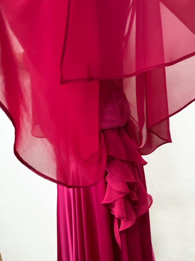 【上品ラグジュアリー】新品　フューシャピンク　社交ダンスセットアップｓ3578