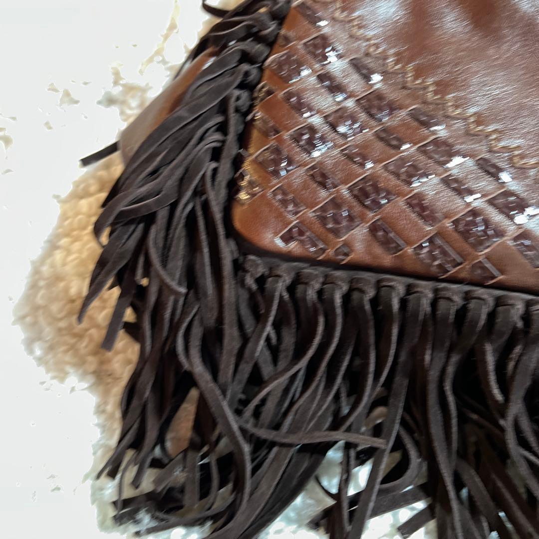 ジミーチュウ フリンジショルダーバック ブラウン