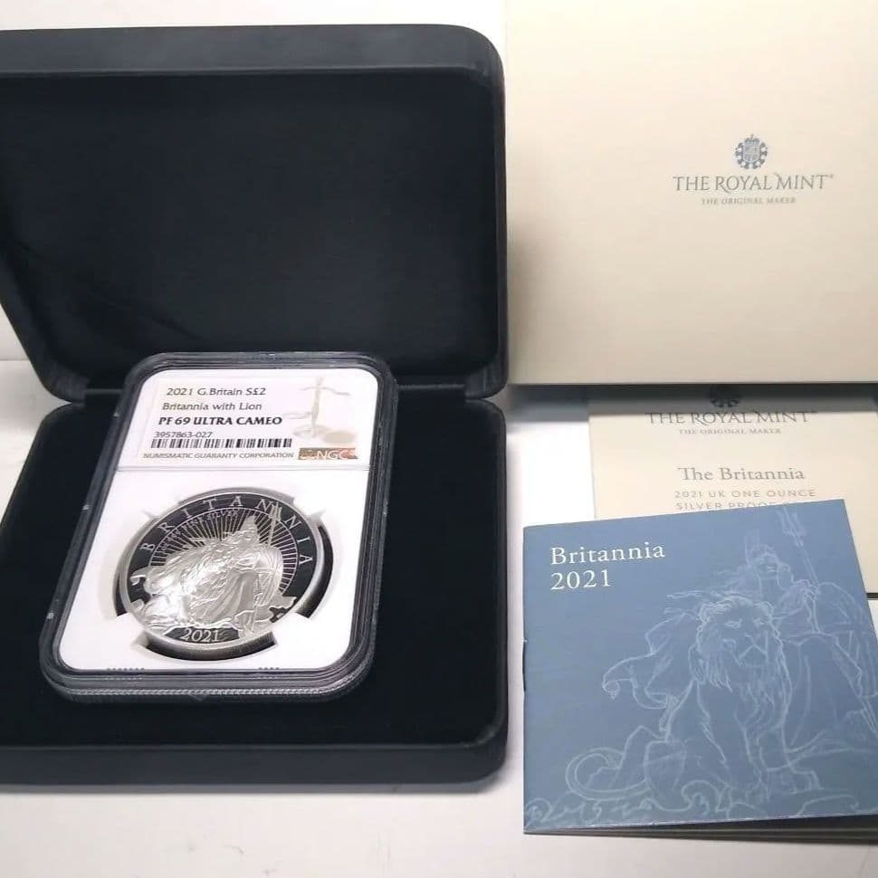 2021 ブリタニア ライオン 2ポンド プルーフ銀貨 NGC PF69UC