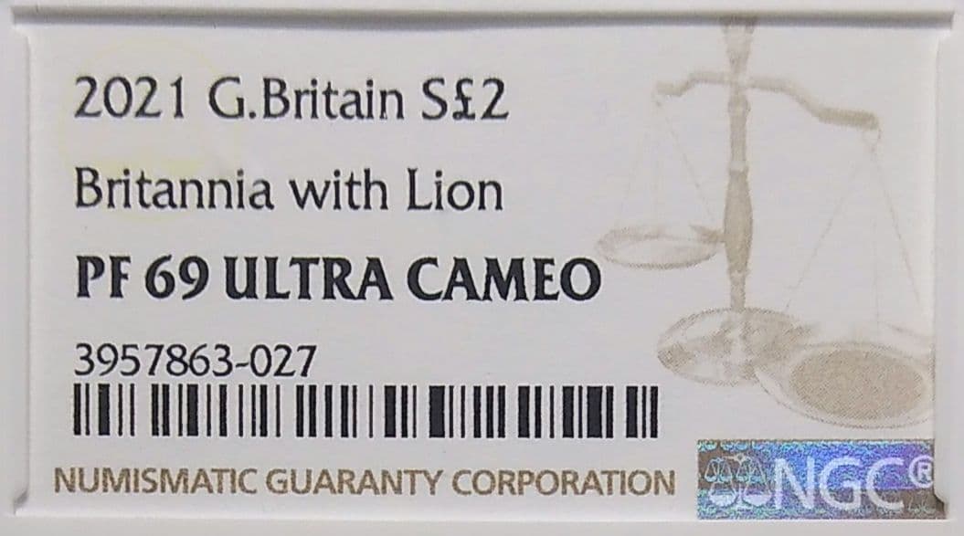 2021 ブリタニア ライオン 2ポンド プルーフ銀貨 NGC PF69UC