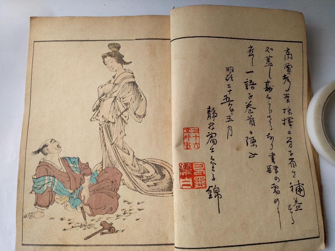 工藝新図 上下 2冊揃 田中幽峯 著 山田芸艸堂 明治二十五年 彩色木版刷 図案