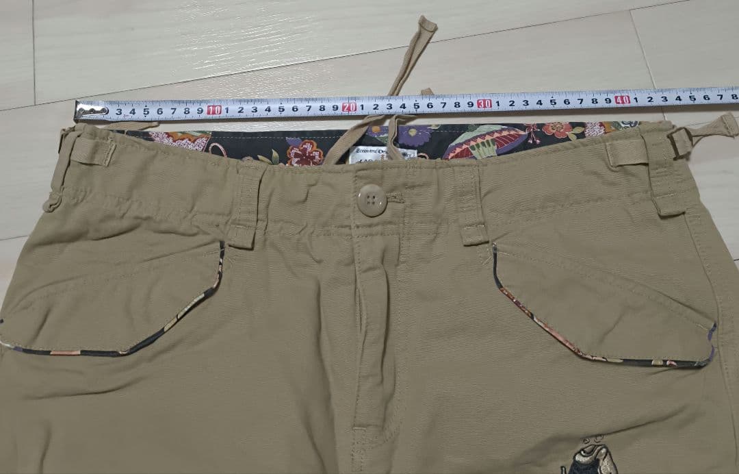 絡繰魂　刺繍パンツ　鯉　魚　和柄　花柄　カーゴパンツ　ワークパンツ　ベージュ