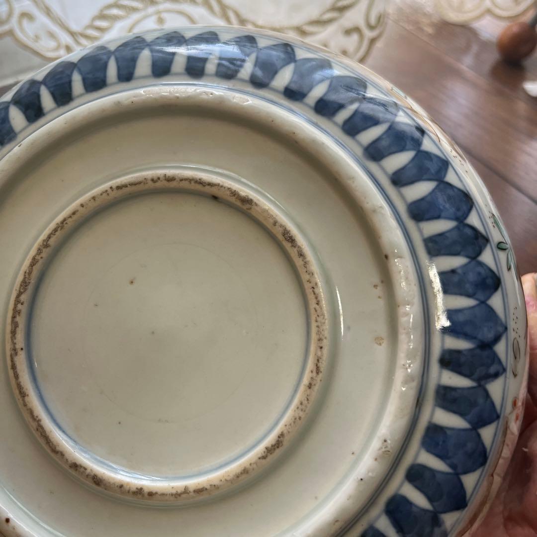 最終処分特価力作古伊万里色絵大きな深鉢鶴二重底おめでたい絵柄中も外も絵付けが最高