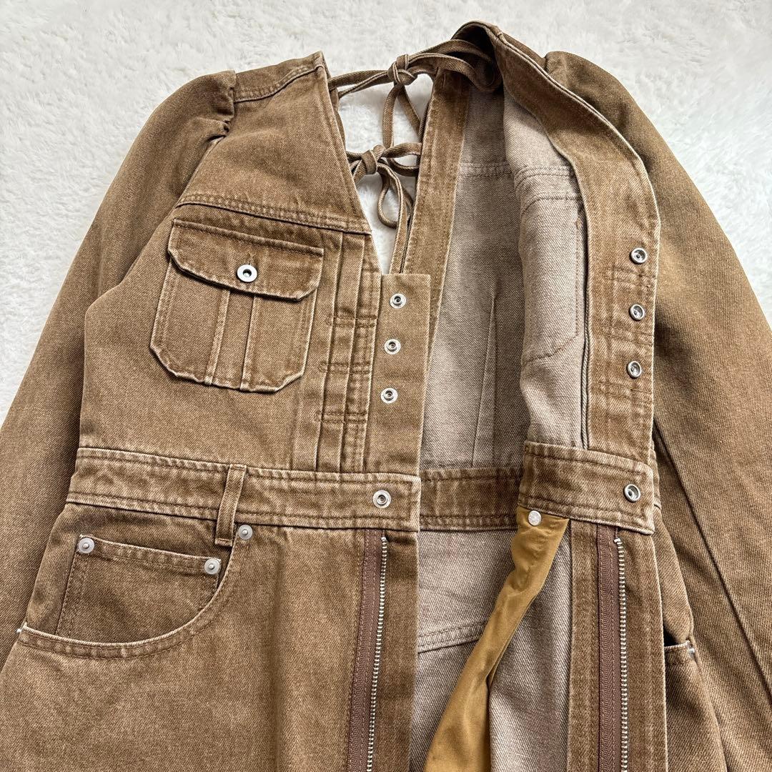 ワンピース AMERI ADORABLE BACK RIBBON DENIM DRESS