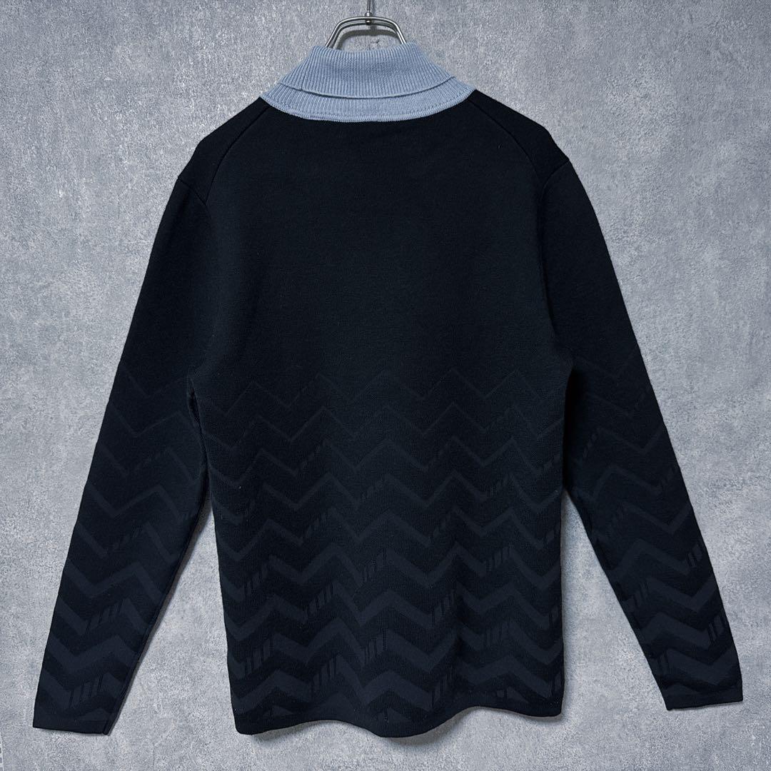 DESCENTE GOLF デサントゴルフ ロゴ ウール タートルニット 黒 M