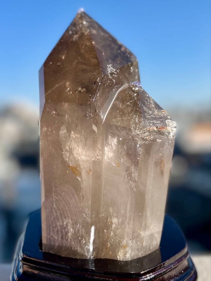 超ビック❣️⭐️スモーキークオーツ　ダブルポイント　爆虹♡木の専用台座つき 4kg⭐️