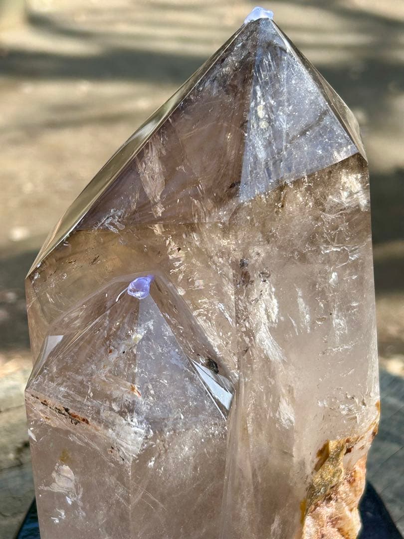 超ビック❣️⭐️スモーキークオーツ　ダブルポイント　爆虹♡木の専用台座つき 4kg⭐️
