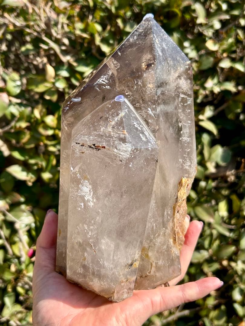 超ビック❣️⭐️スモーキークオーツ　ダブルポイント　爆虹♡木の専用台座つき 4kg⭐️