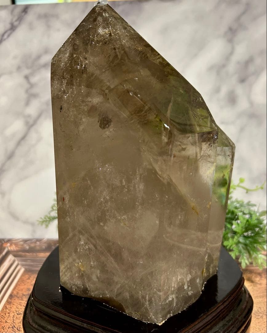 超ビック❣️⭐️スモーキークオーツ　ダブルポイント　爆虹♡木の専用台座つき 4kg⭐️