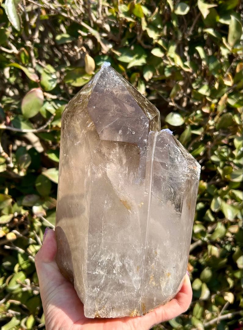 超ビック❣️⭐️スモーキークオーツ　ダブルポイント　爆虹♡木の専用台座つき 4kg⭐️