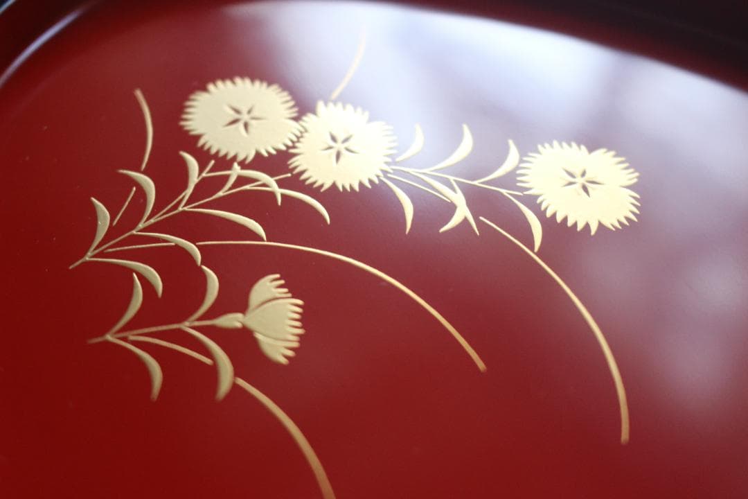 デッドストック！優美な秋草蒔絵の映える蛤形銘々皿5点（検輪島塗蒔絵皿小皿