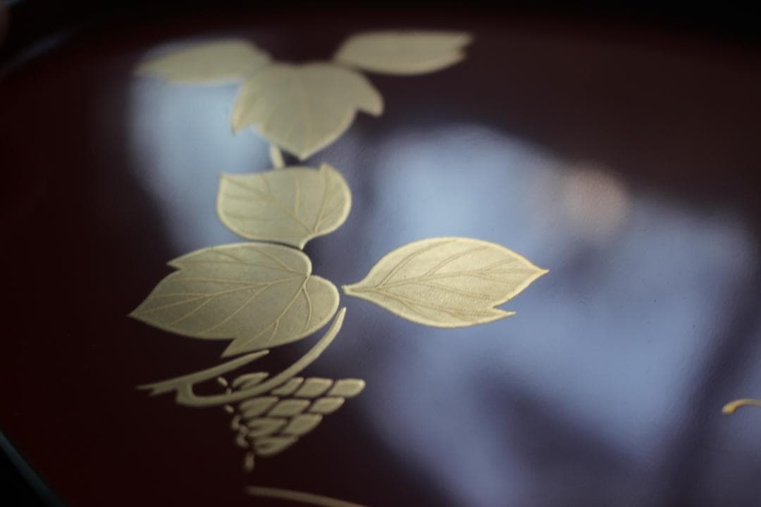 デッドストック！優美な秋草蒔絵の映える蛤形銘々皿5点（検輪島塗蒔絵皿小皿