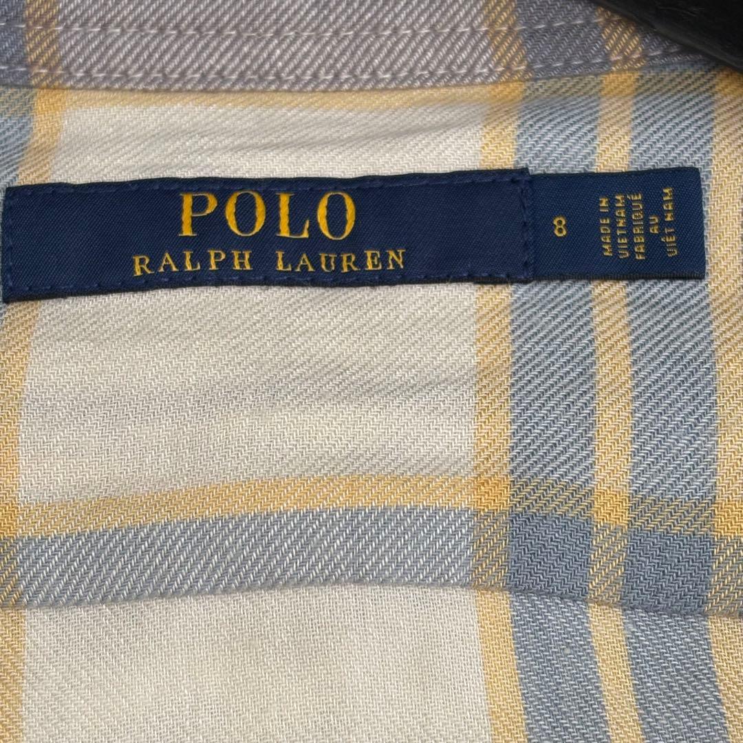 大きいサイズ　ポロラルフローレン　マキシ　シャツワンピース　チェック　ベルト　L