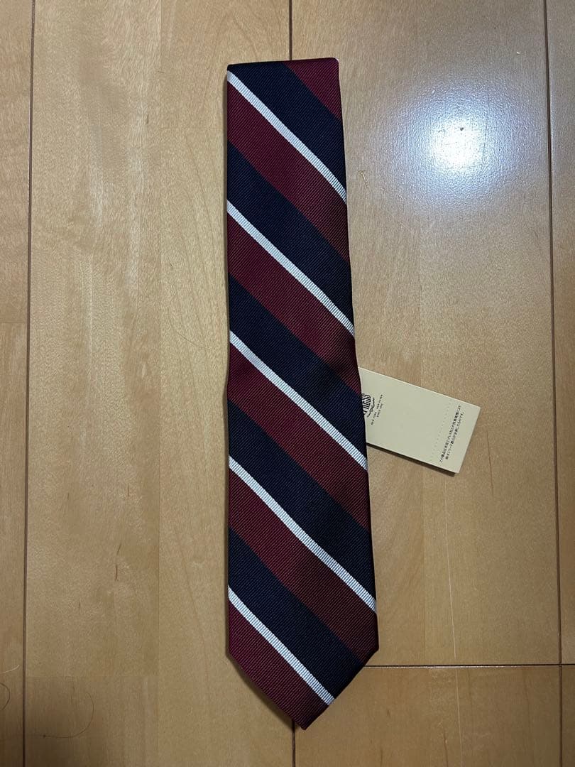 J.PRESS ストライプ ネクタイ エンジ×ネイビー×白