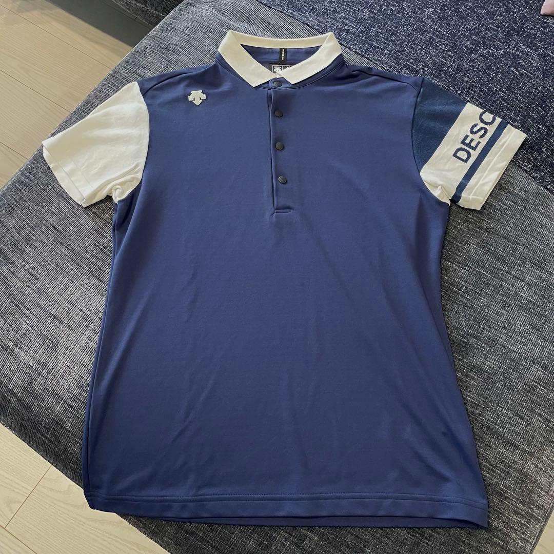 デサント　ゴルフ　ポロシャツ メンズ　ネイビー/ホワイト