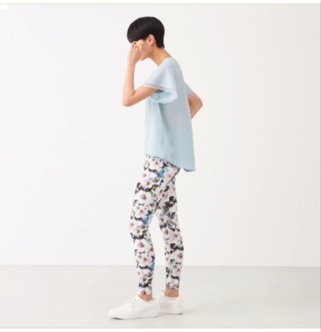 チャコット　バランス　ラナンキュラス　プリント　レギンス　ブルー　M 新品タグ付