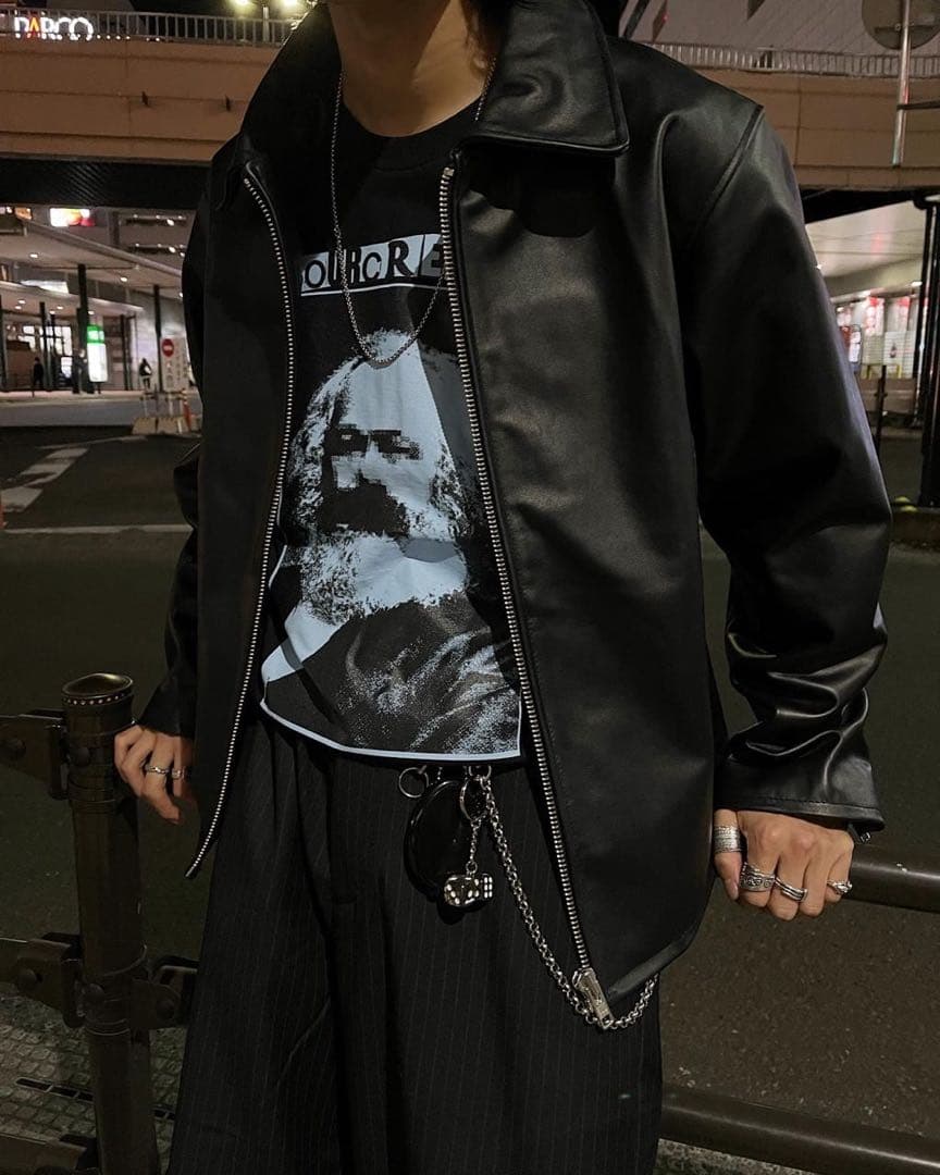 sourcream サワークリーム　レザージャケット　ブラック　牛革　カウレザー