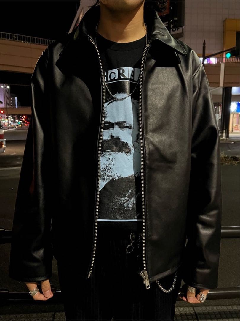 sourcream サワークリーム　レザージャケット　ブラック　牛革　カウレザー