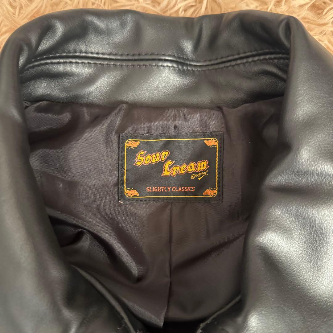 sourcream サワークリーム　レザージャケット　ブラック　牛革　カウレザー