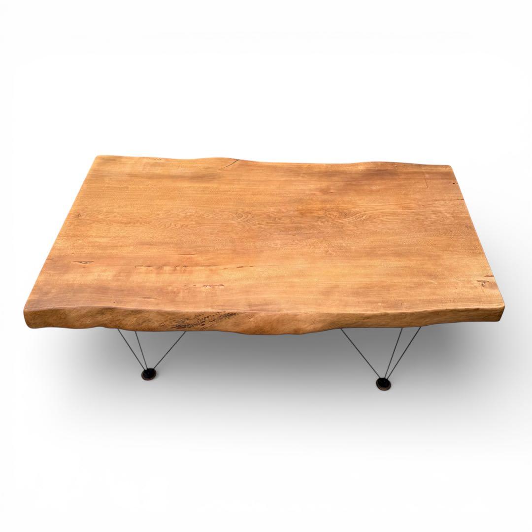 ろこん　一枚板 無垢材 アイアン　センターテーブル 座卓　幅125cm