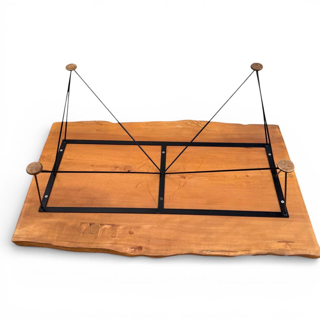 ろこん　一枚板 無垢材 アイアン　センターテーブル 座卓　幅125cm