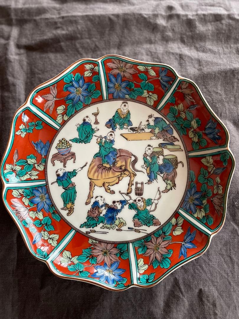 九谷焼 歴代画風 7号皿 21センチ4枚セット KUTANIYAKI