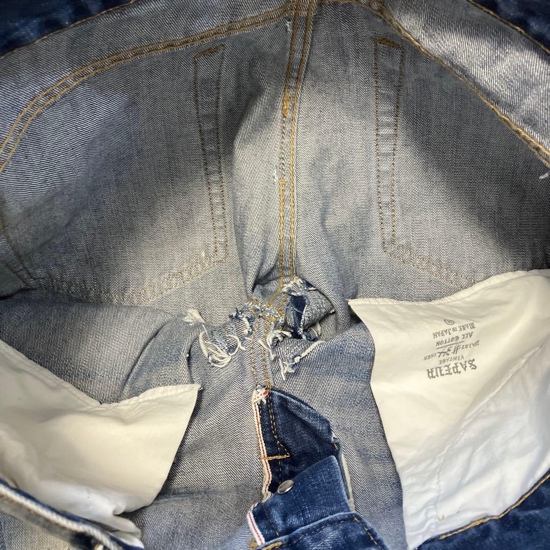 SAPEur サプール デストロイダメージサイドジップスリムストレートデニム