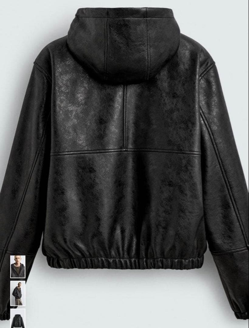 廣*孝様 ZARA レザーパーカー　フーデッド　ジャケット