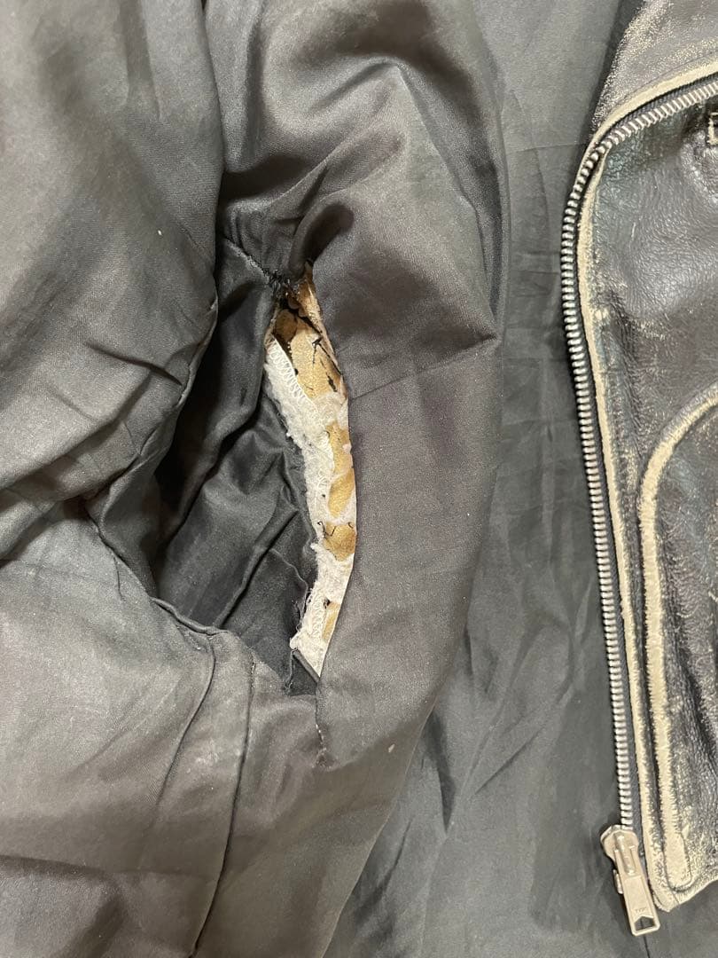 アメリカ国旗刺繍 ブラックレザーライダースジャケット