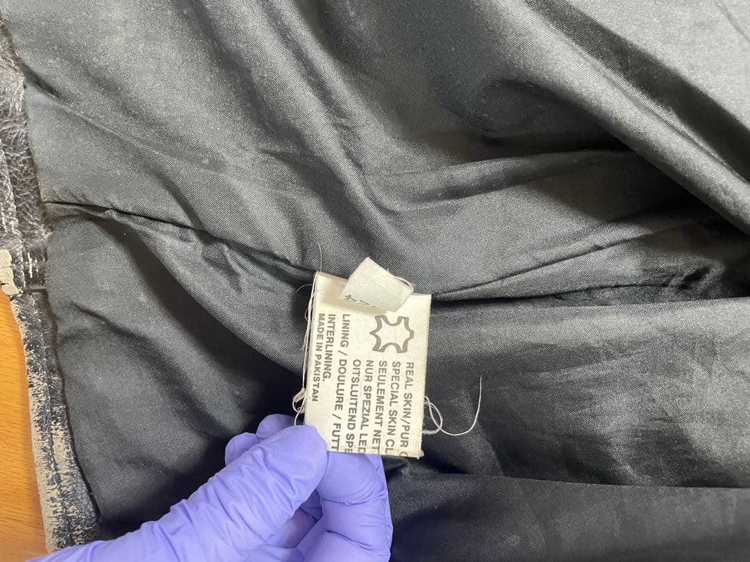 アメリカ国旗刺繍 ブラックレザーライダースジャケット