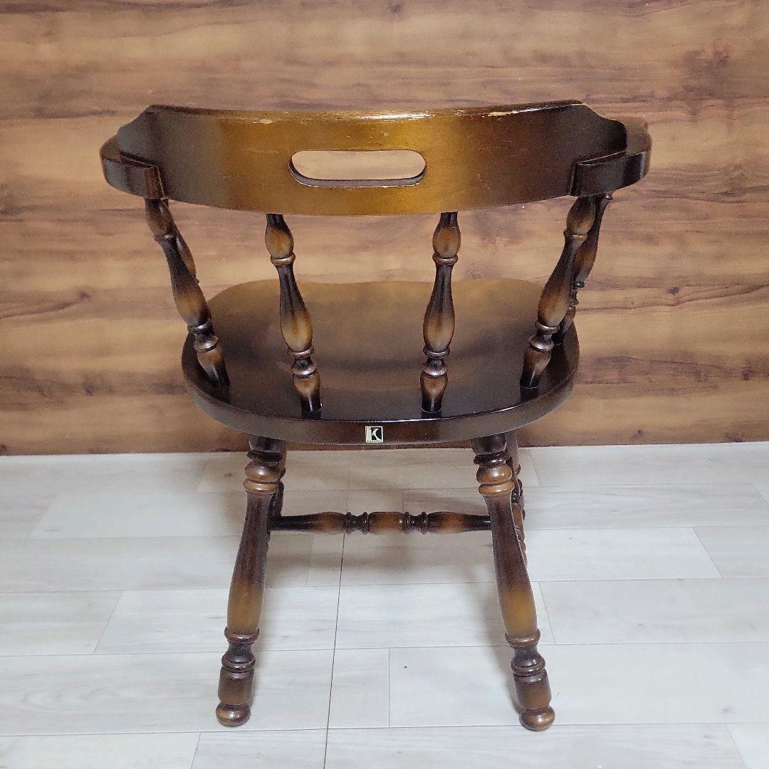 飛騨産業 キツツキマーク 昭和レトロ アームチェア 木製②